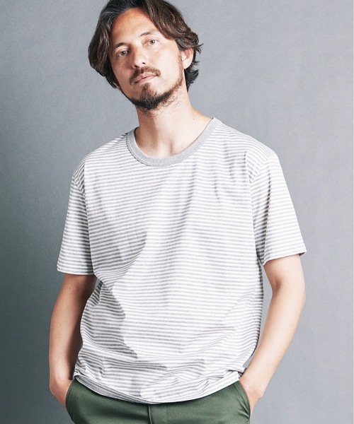 Magine(マージン)の「SUPIMA CTN SILKET BORDER U/N TEE S/S:スーピマ コットン シルケット ボーダー Uネック Tシャツ(Tシャツ/カットソー・メンズ・ホワイト×グレー/ホワイト×ブラック/ブラック×グレー・44/46/48)」の2枚目の写真