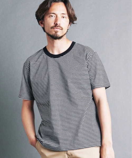 Magine(マージン)の「SUPIMA CTN SILKET BORDER U/N TEE S/S:スーピマ コットン シルケット ボーダー Uネック Tシャツ(Tシャツ/カットソー・メンズ・ホワイト×グレー/ホワイト×ブラック/ブラック×グレー・44/46/48)」の13枚目の写真