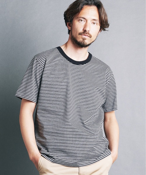 Magine(マージン)の「SUPIMA CTN SILKET BORDER U/N TEE S/S:スーピマ コットン シルケット ボーダー Uネック Tシャツ(Tシャツ/カットソー・メンズ・ホワイト×グレー/ホワイト×ブラック/ブラック×グレー・44/46/48)」の15枚目の写真