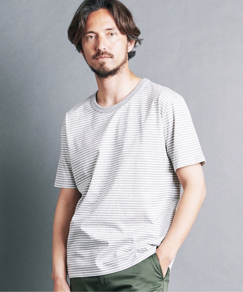 Magine(マージン)の「SUPIMA CTN SILKET BORDER U/N TEE S/S:スーピマ コットン シルケット ボーダー Uネック Tシャツ(Tシャツ/カットソー・メンズ・ホワイト×グレー/ホワイト×ブラック/ブラック×グレー・44/46/48)」の8枚目の写真