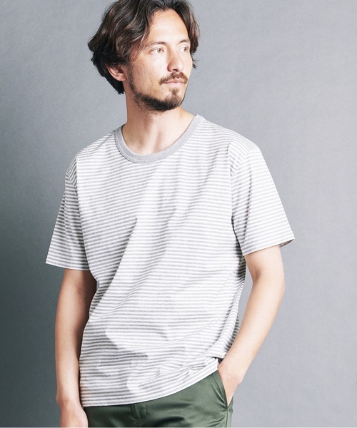 Magine(マージン)の「SUPIMA CTN SILKET BORDER U/N TEE S/S:スーピマ コットン シルケット ボーダー Uネック Tシャツ(Tシャツ/カットソー・メンズ・ホワイト×グレー/ホワイト×ブラック/ブラック×グレー・44/46/48)」の9枚目の写真