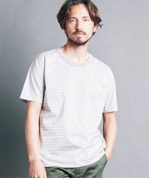 Magine(マージン)の「SUPIMA CTN SILKET BORDER U/N TEE S/S:スーピマ コットン シルケット ボーダー Uネック Tシャツ(Tシャツ/カットソー・メンズ・ホワイト×グレー/ホワイト×ブラック/ブラック×グレー・44/46/48)」の10枚目の写真
