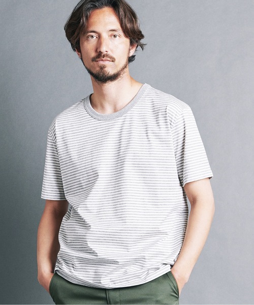 Magine(マージン)の「SUPIMA CTN SILKET BORDER U/N TEE S/S:スーピマ コットン シルケット ボーダー Uネック Tシャツ(Tシャツ/カットソー・メンズ・ホワイト×グレー/ホワイト×ブラック/ブラック×グレー・44/46/48)」の11枚目の写真