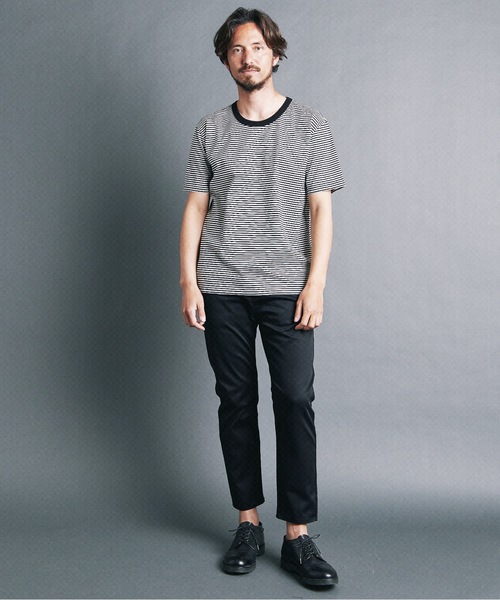 Magine(マージン)の「SUPIMA CTN SILKET BORDER U/N TEE S/S:スーピマ コットン シルケット ボーダー Uネック Tシャツ(Tシャツ/カットソー・メンズ・ホワイト×グレー/ホワイト×ブラック/ブラック×グレー・44/46/48)」の16枚目の写真