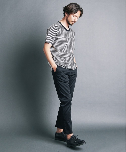 Magine(マージン)の「SUPIMA CTN SILKET BORDER U/N TEE S/S:スーピマ コットン シルケット ボーダー Uネック Tシャツ(Tシャツ/カットソー・メンズ・ホワイト×グレー/ホワイト×ブラック/ブラック×グレー・44/46/48)」の20枚目の写真