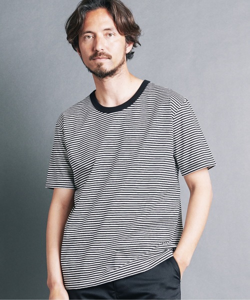 Magine(マージン)の「SUPIMA CTN SILKET BORDER U/N TEE S/S:スーピマ コットン シルケット ボーダー Uネック Tシャツ(Tシャツ/カットソー・メンズ・ホワイト×グレー/ホワイト×ブラック/ブラック×グレー・44/46/48)」の4枚目の写真