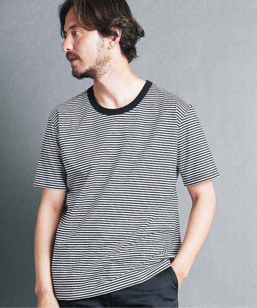 Magine(マージン)の「SUPIMA CTN SILKET BORDER U/N TEE S/S:スーピマ コットン シルケット ボーダー Uネック Tシャツ(Tシャツ/カットソー・メンズ・ホワイト×グレー/ホワイト×ブラック/ブラック×グレー・44/46/48)」の5枚目の写真