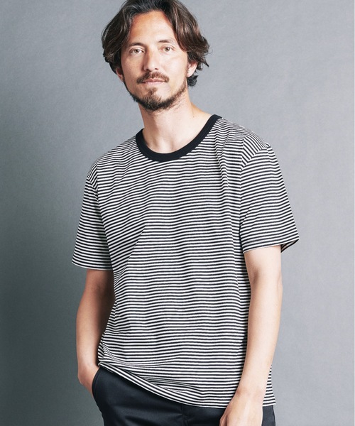 Magine(マージン)の「SUPIMA CTN SILKET BORDER U/N TEE S/S:スーピマ コットン シルケット ボーダー Uネック Tシャツ(Tシャツ/カットソー・メンズ・ホワイト×グレー/ホワイト×ブラック/ブラック×グレー・44/46/48)」の6枚目の写真