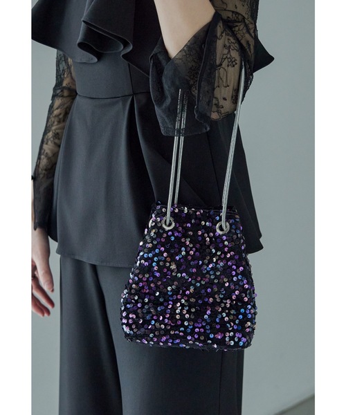 niana（ニアナ）の「ショルダー巾着スパンコールパーティーバッグ フォーマル オケージョン 結婚式 二次会 お呼ばれ（ハンドバッグ・レディース・シルバー/グレー/ブラック/ブラックミックス・FREE）」の10枚目の写真