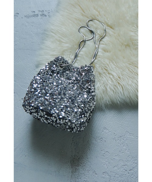 niana（ニアナ）の「ショルダー巾着スパンコールパーティーバッグ フォーマル オケージョン 結婚式 二次会 お呼ばれ（ハンドバッグ・レディース・シルバー/グレー/ブラック/ブラックミックス・FREE）」の12枚目の写真