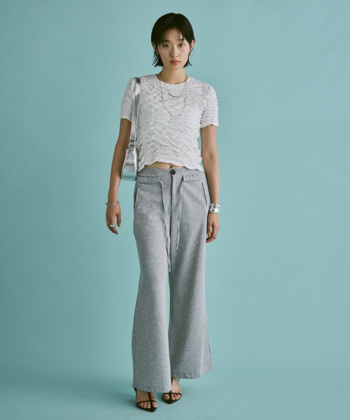 Aunt Marie's（アントマリーズ）の「ハーフスリーブシャーリングクロップドトップス/カットソー（Tシャツ/カットソー・レディース・ホワイト/ライトブルー/ブラック/グレー/イエロー・FREE）」の19枚目の写真