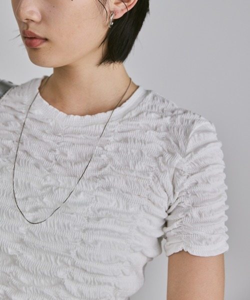 Aunt Marie's（アントマリーズ）の「ハーフスリーブシャーリングクロップドトップス/カットソー（Tシャツ/カットソー・レディース・ホワイト/ライトブルー/ブラック/グレー/イエロー・FREE）」の14枚目の写真