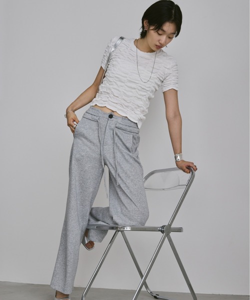 Aunt Marie's（アントマリーズ）の「ハーフスリーブシャーリングクロップドトップス/カットソー（Tシャツ/カットソー・レディース・ホワイト/ライトブルー/ブラック/グレー/イエロー・FREE）」の10枚目の写真