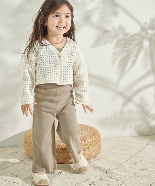 sea and shells by pairmanon（シーアンドシェルズバイペアマノン）の「【sea and shells by pairmanon】リブ ストレッチ ワイドフレアパンツ（その他ベビーウェア・キッズ・カーキ/アイボリー/ベージュ・90/80/110/100）」の13枚目の写真