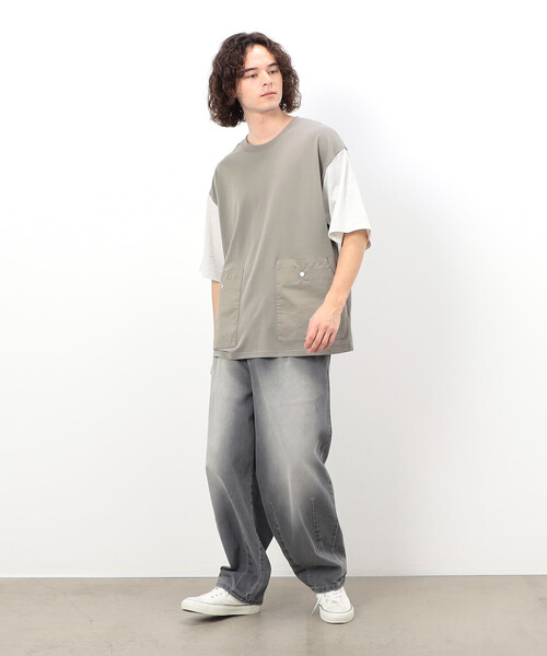 Purple&Yellow(パープルアンドイエロー)の「6ポケット半袖プルオーバー(Tシャツ/カットソー・メンズ・サックスブルー/グレイッシュベージュ/ブラック/ネイビー・SMALL/LARGE/MEDIUM)」の18枚目の写真