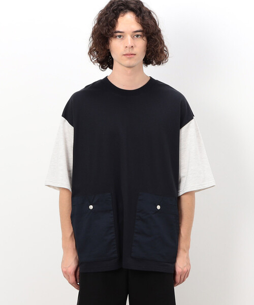 Purple&Yellow(パープルアンドイエロー)の「6ポケット半袖プルオーバー(Tシャツ/カットソー・メンズ・サックスブルー/グレイッシュベージュ/ブラック/ネイビー・SMALL/LARGE/MEDIUM)」の22枚目の写真