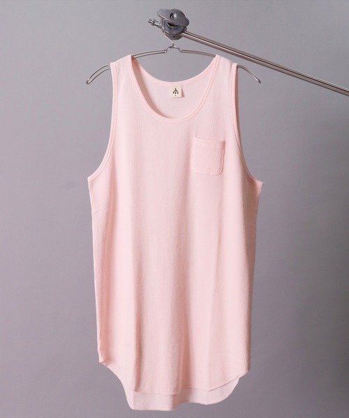 BAYBLO（ベイブロ）の「(BE)ワッフル ラウンドヘム レイヤード ロング タンクトップ（タンクトップ・メンズ・ブラック/オフホワイト/ライトピンク・FREE）」の3枚目の写真