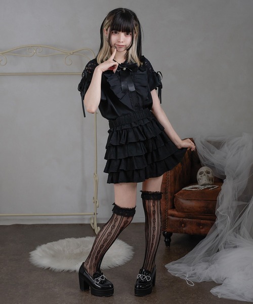 Pal elfy(パルエルフィー)の「膨れジャガードティアードショートパンツ(その他パンツ・レディース・ブラック/オフホワイト・フリー)」の7枚目の写真