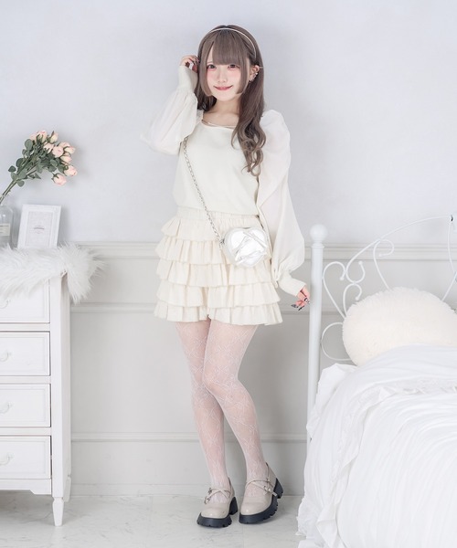 Pal elfy(パルエルフィー)の「膨れジャガードティアードショートパンツ(その他パンツ・レディース・ブラック/オフホワイト・フリー)」の14枚目の写真