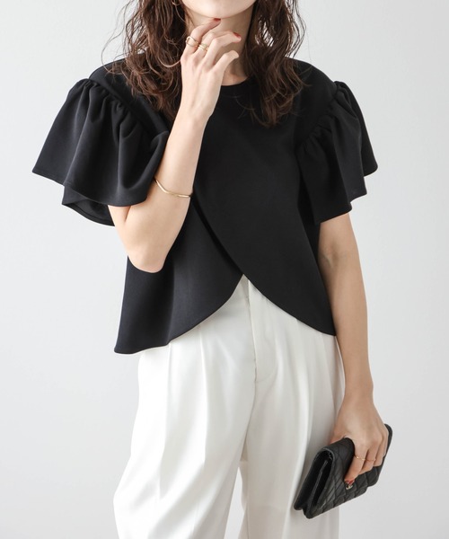La-gemme(ラジェム)の「ラッフルフリルショルダートップス(Tシャツ/カットソー・レディース・ブラック/ブルー/ホワイト・フリー)」の13枚目の写真