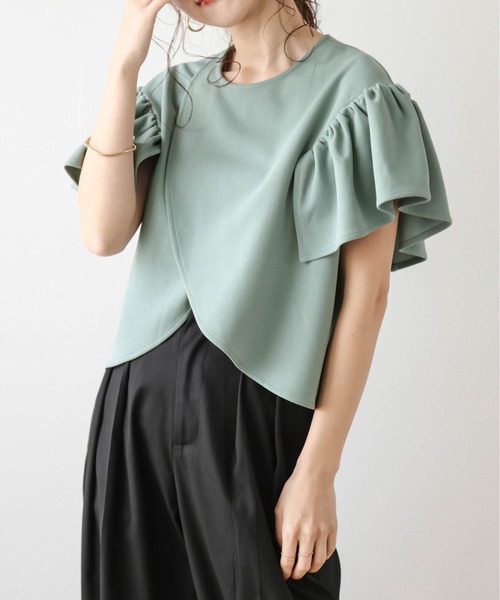 La-gemme(ラジェム)の「ラッフルフリルショルダートップス(Tシャツ/カットソー・レディース・ブラック/ブルー/ホワイト・フリー)」の15枚目の写真