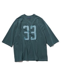numberプリント ピグメント加工 フットボール7分袖Tシャツ