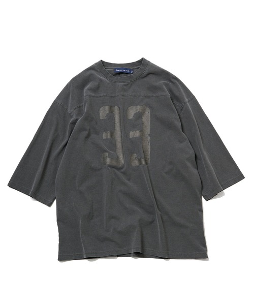 NO NEED(ノーニード)の「numberプリント ピグメント加工 フットボール7分袖Tシャツ(Tシャツ/カットソー・メンズ・ブラック/ブルー・M/L)」の4枚目の写真