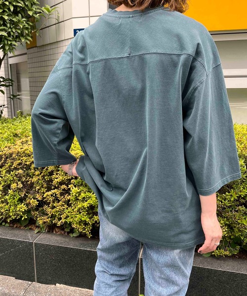 NO NEED(ノーニード)の「numberプリント ピグメント加工 フットボール7分袖Tシャツ(Tシャツ/カットソー・メンズ・ブラック/ブルー・M/L)」の20枚目の写真
