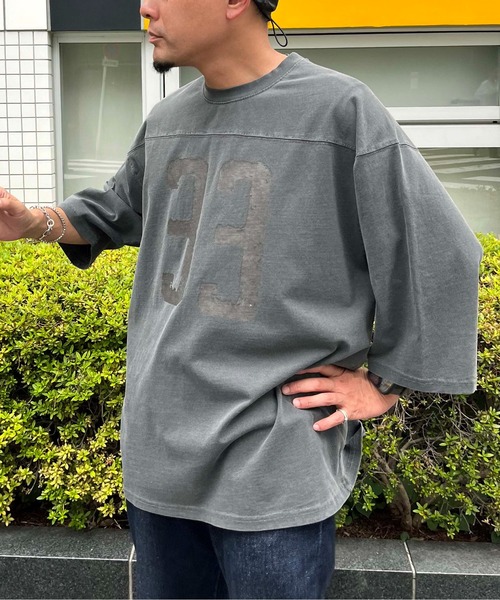 NO NEED(ノーニード)の「numberプリント ピグメント加工 フットボール7分袖Tシャツ(Tシャツ/カットソー・メンズ・ブラック/ブルー・M/L)」の10枚目の写真