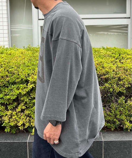 NO NEED(ノーニード)の「numberプリント ピグメント加工 フットボール7分袖Tシャツ(Tシャツ/カットソー・メンズ・ブラック/ブルー・M/L)」の11枚目の写真