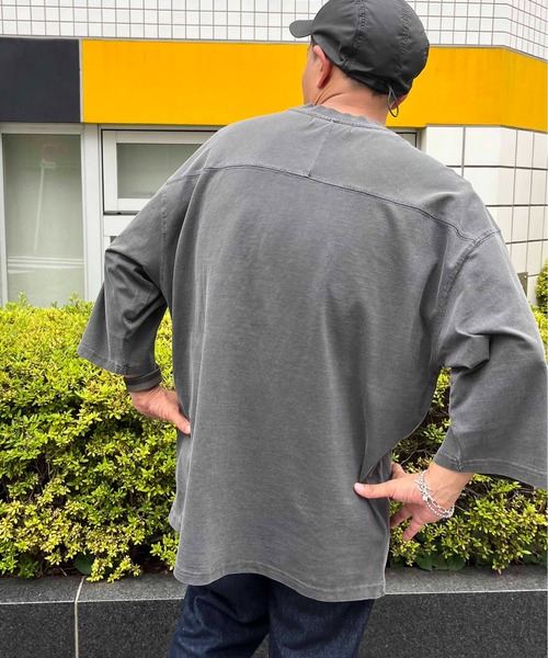 NO NEED(ノーニード)の「numberプリント ピグメント加工 フットボール7分袖Tシャツ(Tシャツ/カットソー・メンズ・ブラック/ブルー・M/L)」の12枚目の写真