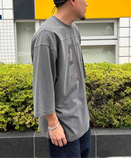 NO NEED(ノーニード)の「numberプリント ピグメント加工 フットボール7分袖Tシャツ(Tシャツ/カットソー・メンズ・ブラック/ブルー・M/L)」の13枚目の写真