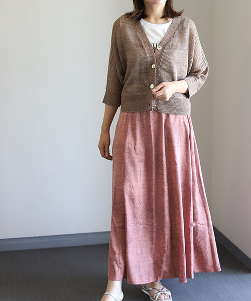 REAL CUBE(リアルキューブ)の「フレアサテンプリントスカート(スカート・レディース・ピンク/オフホワイト・FREE)」の6枚目の写真