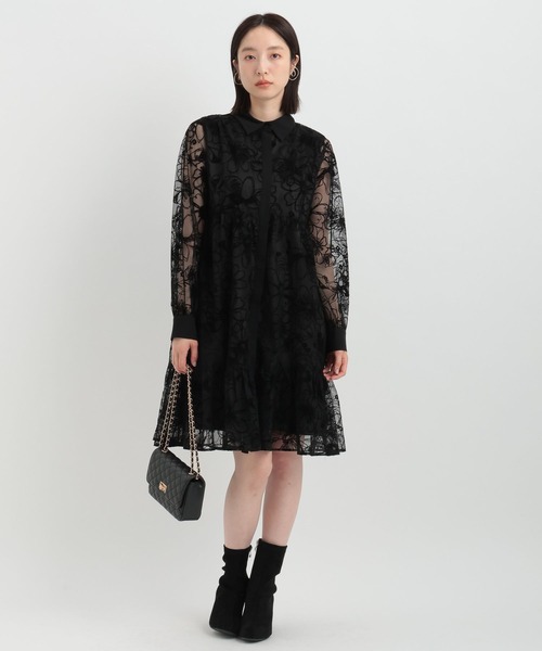 【セール】シアーフロッキープリントミニワンピース140132（シャツワンピース）｜Andemiu（アンデミュウ）