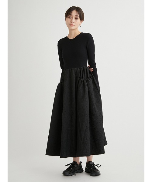 emmi（エミ）の「ニットドッキングワンピース（ワンピース・レディース・グレー/アイボリー/ブラック・0/1）」の17枚目の写真