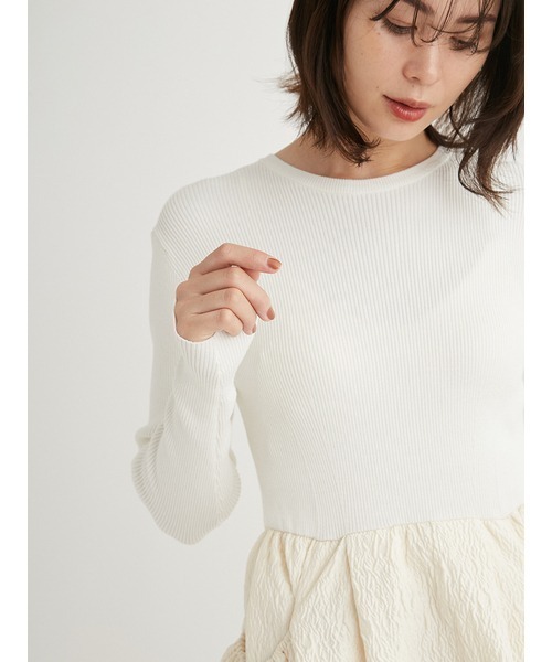 emmi（エミ）の「ニットドッキングワンピース（ワンピース・レディース・グレー/アイボリー/ブラック・0/1）」の22枚目の写真