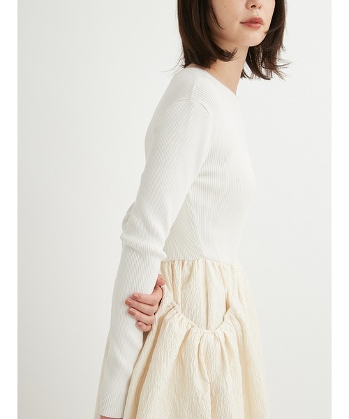 emmi（エミ）の「ニットドッキングワンピース（ワンピース・レディース・グレー/アイボリー/ブラック・0/1）」の21枚目の写真