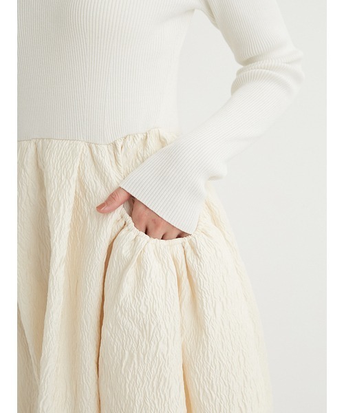 emmi（エミ）の「ニットドッキングワンピース（ワンピース・レディース・グレー/アイボリー/ブラック・0/1）」の20枚目の写真