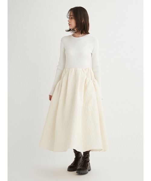 emmi（エミ）の「ニットドッキングワンピース（ワンピース・レディース・グレー/アイボリー/ブラック・0/1）」の18枚目の写真