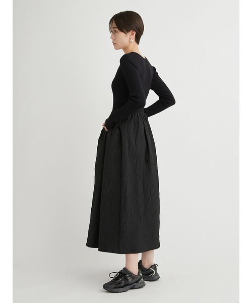 emmi（エミ）の「ニットドッキングワンピース（ワンピース・レディース・グレー/アイボリー/ブラック・0/1）」の15枚目の写真