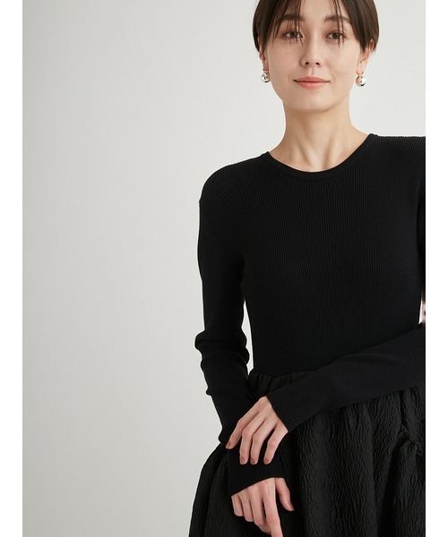 emmi（エミ）の「ニットドッキングワンピース（ワンピース・レディース・グレー/アイボリー/ブラック・0/1）」の14枚目の写真