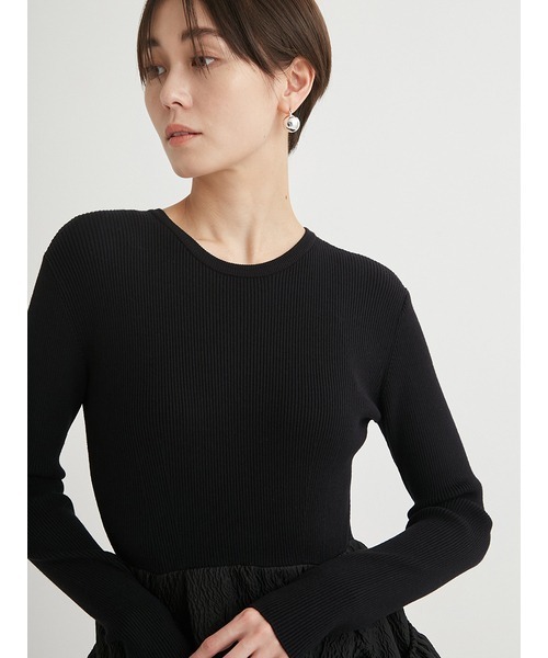 emmi（エミ）の「ニットドッキングワンピース（ワンピース・レディース・グレー/アイボリー/ブラック・0/1）」の13枚目の写真