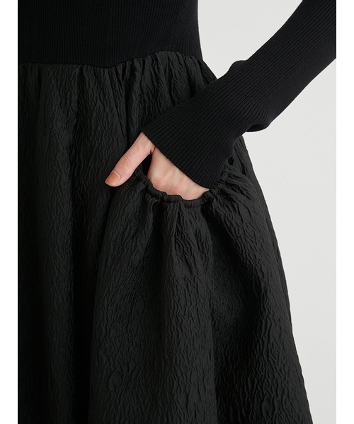 emmi（エミ）の「ニットドッキングワンピース（ワンピース・レディース・グレー/アイボリー/ブラック・0/1）」の11枚目の写真