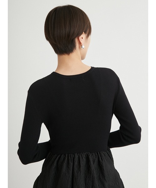 emmi（エミ）の「ニットドッキングワンピース（ワンピース・レディース・グレー/アイボリー/ブラック・0/1）」の9枚目の写真