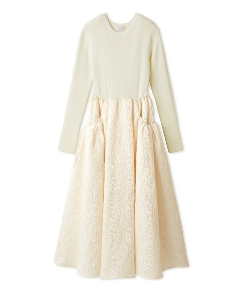 emmi（エミ）の「ニットドッキングワンピース（ワンピース・レディース・グレー/アイボリー/ブラック・0/1）」の6枚目の写真