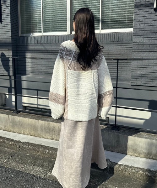 mellowneon（メロウネオン）の「ランダムデザインヤーンニット/ニット（ニット/セーター・レディース・ベージュ/グレー・FREE）」の8枚目の写真