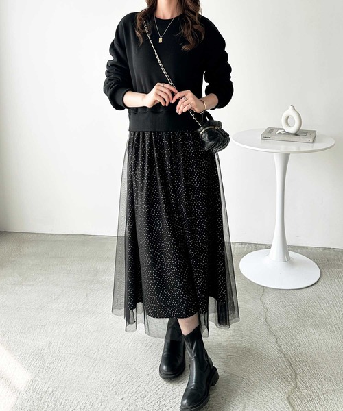 GeeRA(ジーラ)の「チュールドッキングワンピース(ワンピース・レディース・ブラック/チャコール・MEDIUM/LARGE)」の2枚目の写真