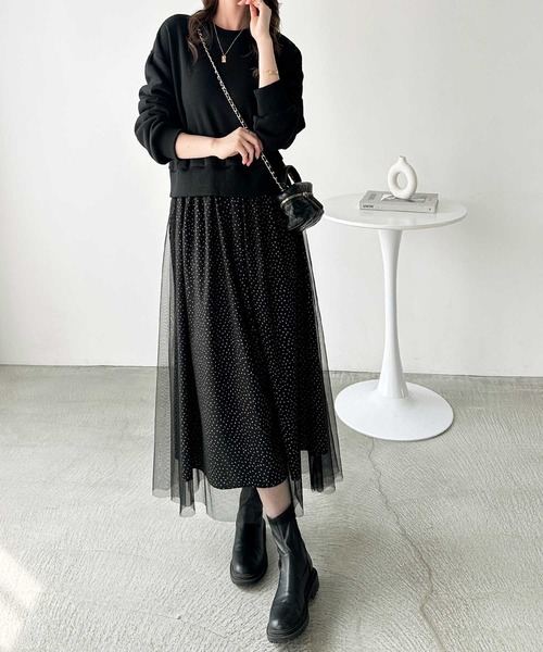 GeeRA(ジーラ)の「チュールドッキングワンピース(ワンピース・レディース・ブラック/チャコール・MEDIUM/LARGE)」の13枚目の写真