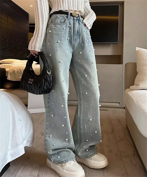 Dream garden(ドリームガーデン)の「パール付デニムパンツ(デニムパンツ・レディース・ブルー・2XL/XL/L/M/S)」の16枚目の写真