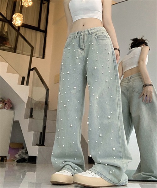Dream garden(ドリームガーデン)の「パール付デニムパンツ(デニムパンツ・レディース・ブルー・2XL/XL/L/M/S)」の7枚目の写真